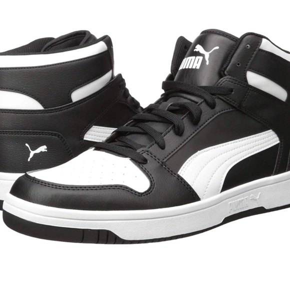 PUMA Mens Rebound Layup Leather Sneaker black and white Panda size 8 - Picture 4 of 4
